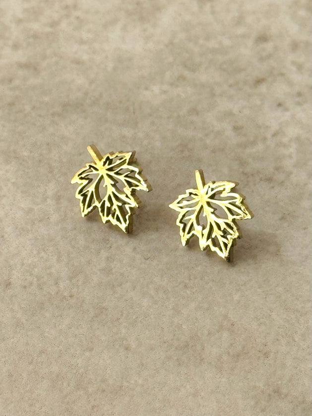 Minimal Grape Leaf Stud Earrings