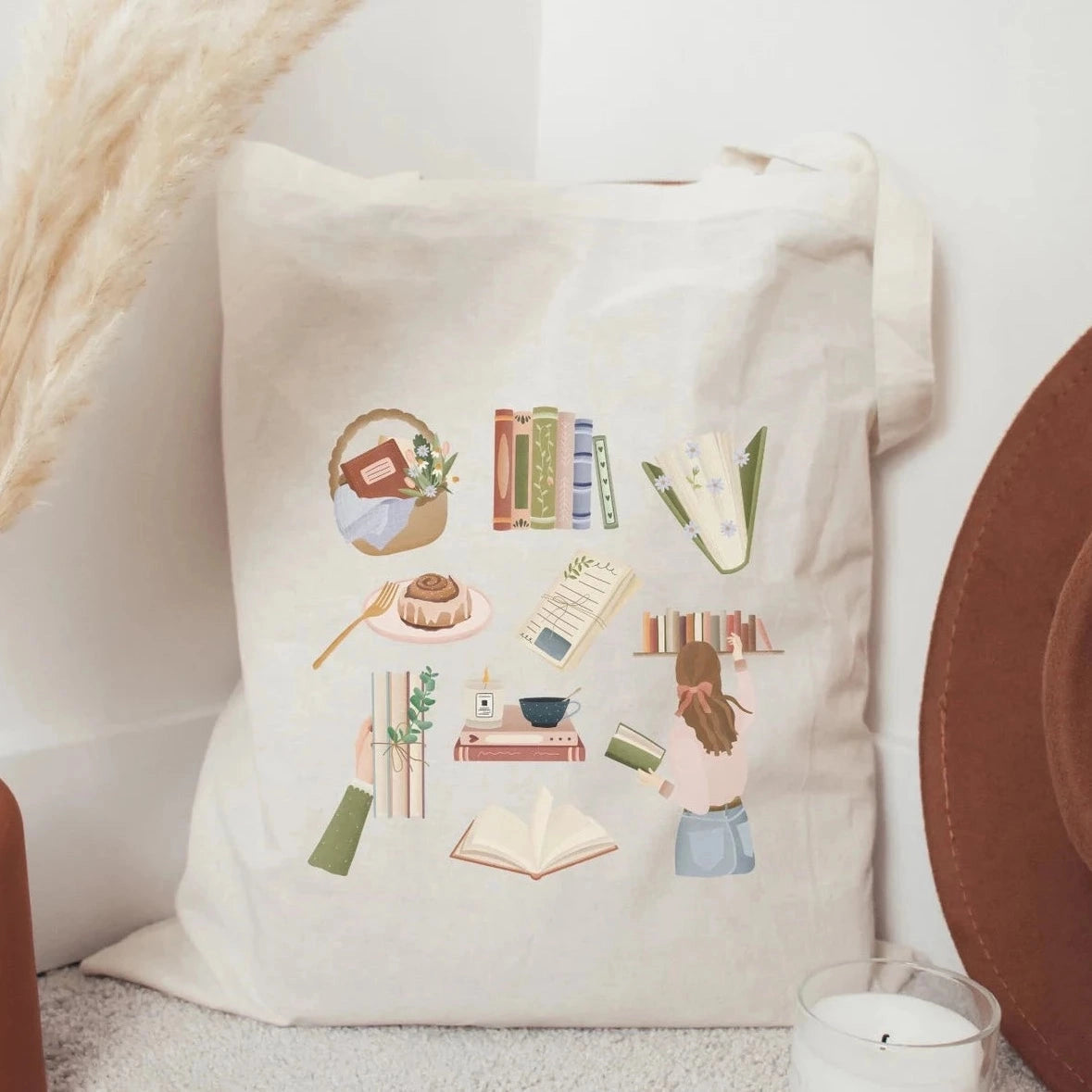 Book Lover Canvas Tote Bag – Reusable Shopping Bag for Readers