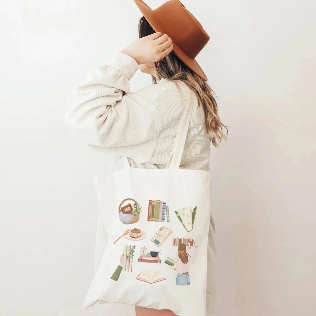 Book Lover Canvas Tote Bag – Reusable Shopping Bag for Readers