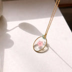 Mediterranean Bloom Pendant – Handcrafted with Real Flowers & amp Natural Mineral