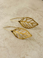 Elm Leaf Brushed Gold Earrings