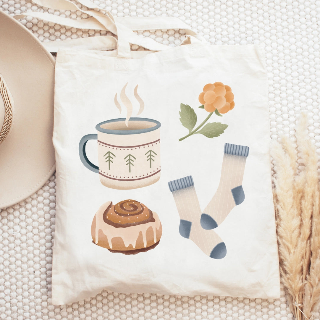 Tote bag Autumn Hygge Scandi Jute sack North Cozy