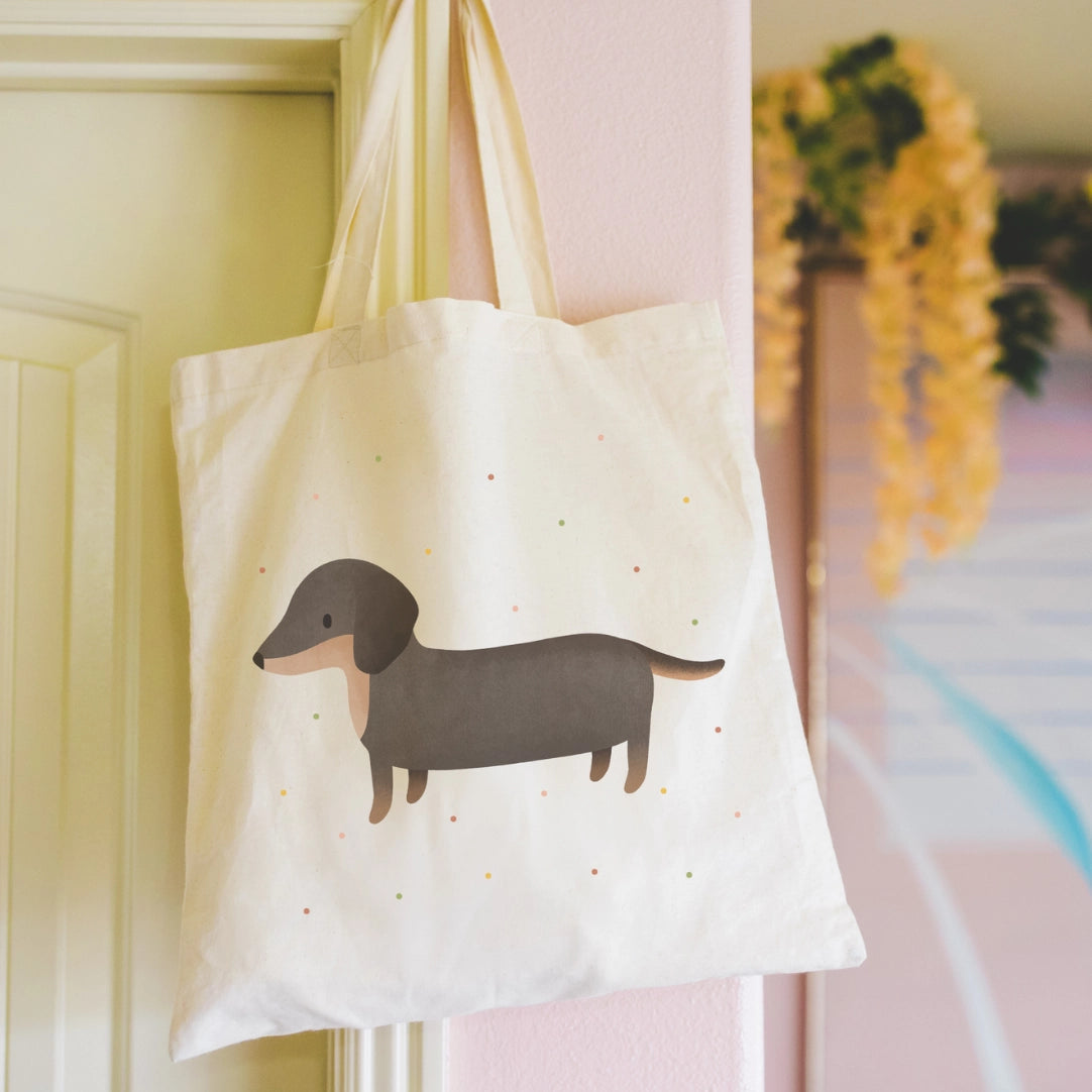 Dachshund Canvas Tote Bag – Reusable Dog Lover Shopping Bag
