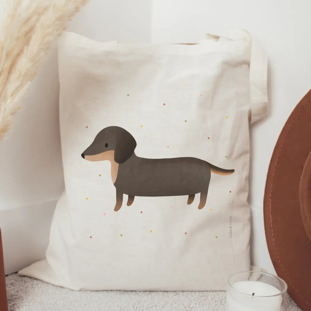 Dachshund Canvas Tote Bag – Reusable Dog Lover Shopping Bag