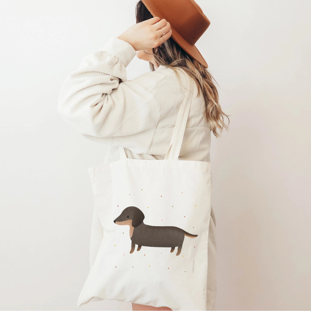 Dachshund Canvas Tote Bag – Reusable Dog Lover Shopping Bag