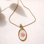 Mediterranean Bloom Pendant – Handcrafted with Real Flowers & amp Natural Mineral