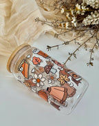 Cozy Autumn Vibes Glass Tumbler Double Sided + Lid & Straw