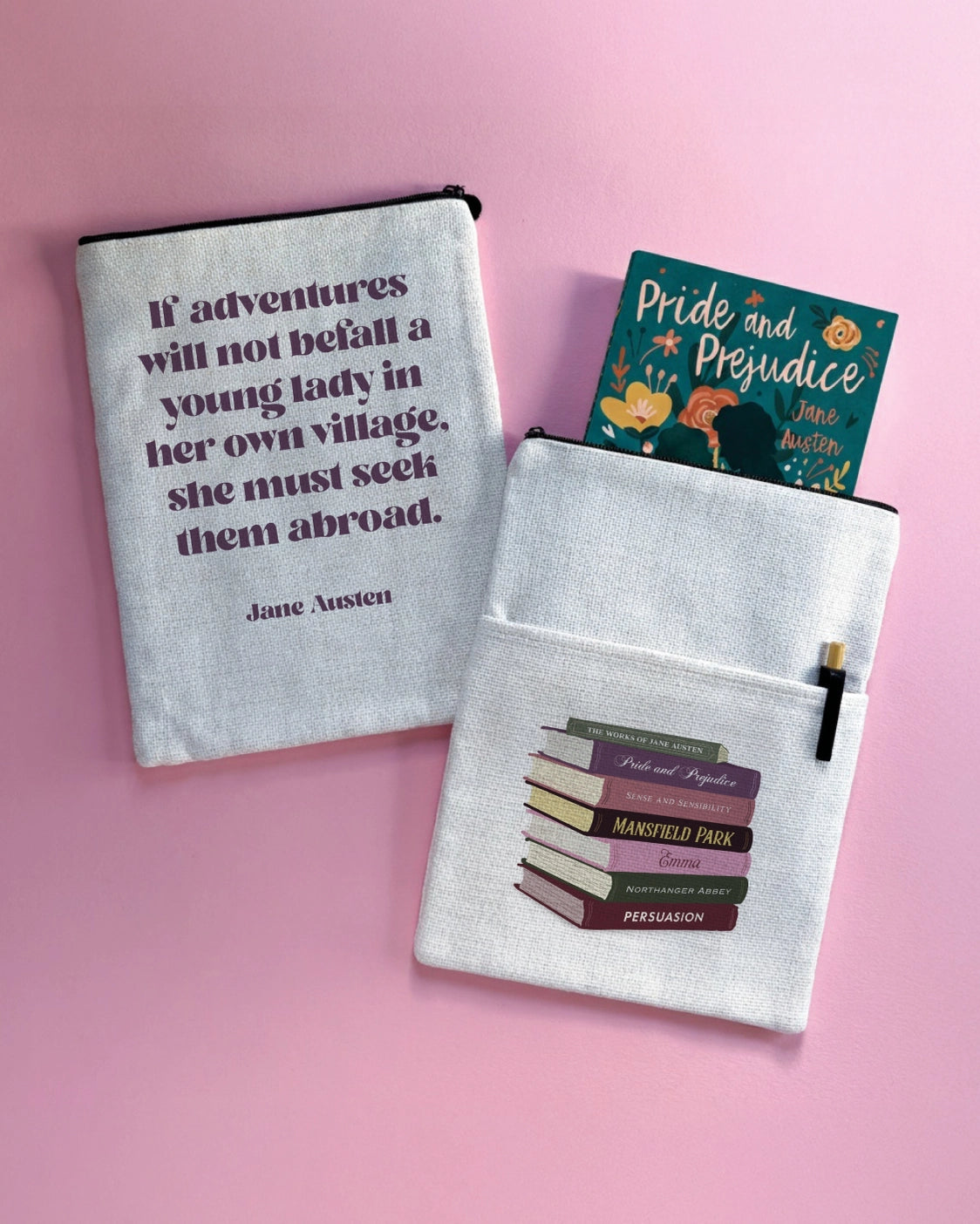 Jane Austen Travel Quote Book Sleeve