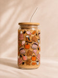 Cozy Autumn Vibes Glass Tumbler Double Sided + Lid & Straw