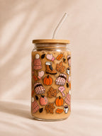 Cozy Autumn Vibes Glass Tumbler Double Sided + Lid & Straw